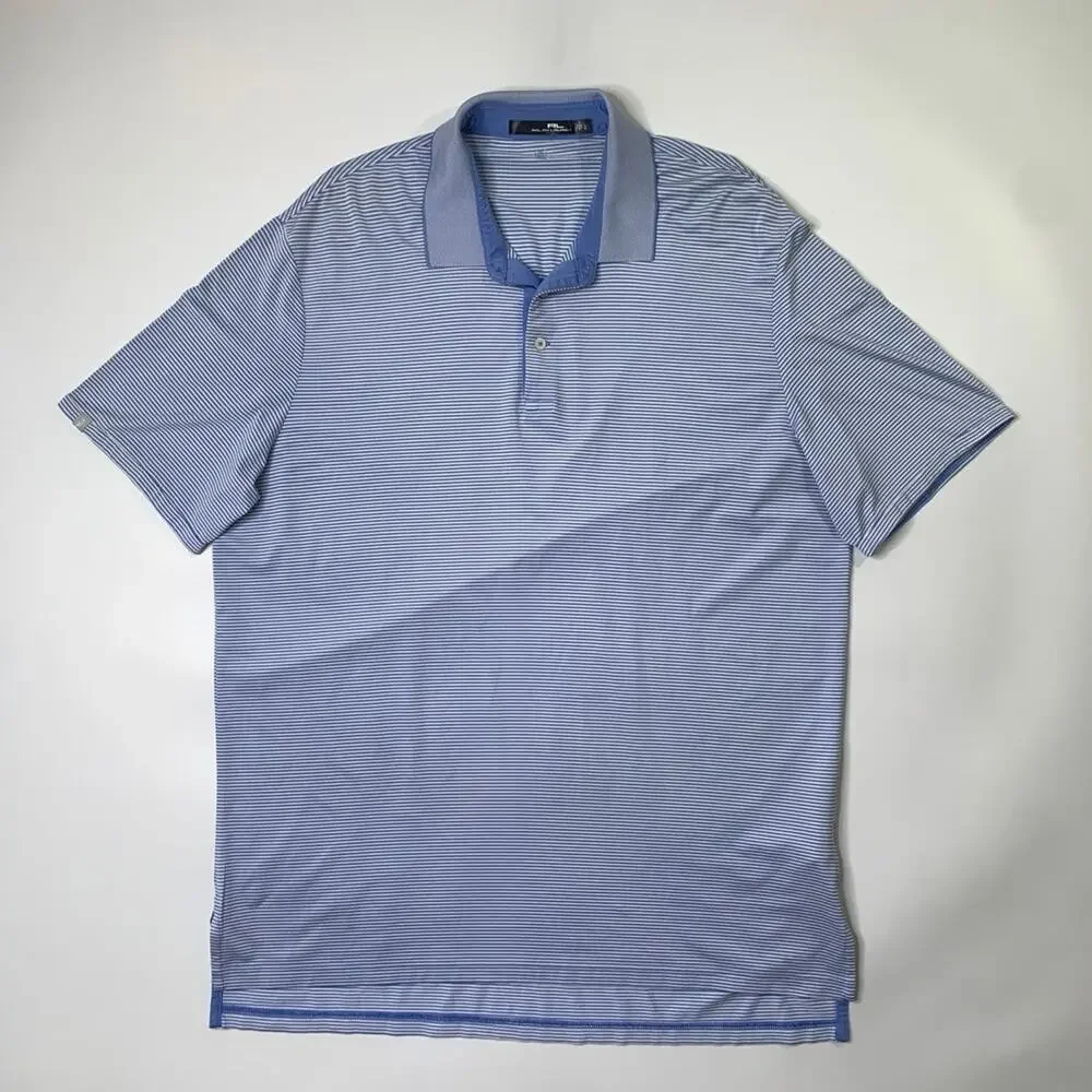 RLX Ralph Lauren Polo Shirt Mens L Large Evening Wicking Stretch Striped Golf
